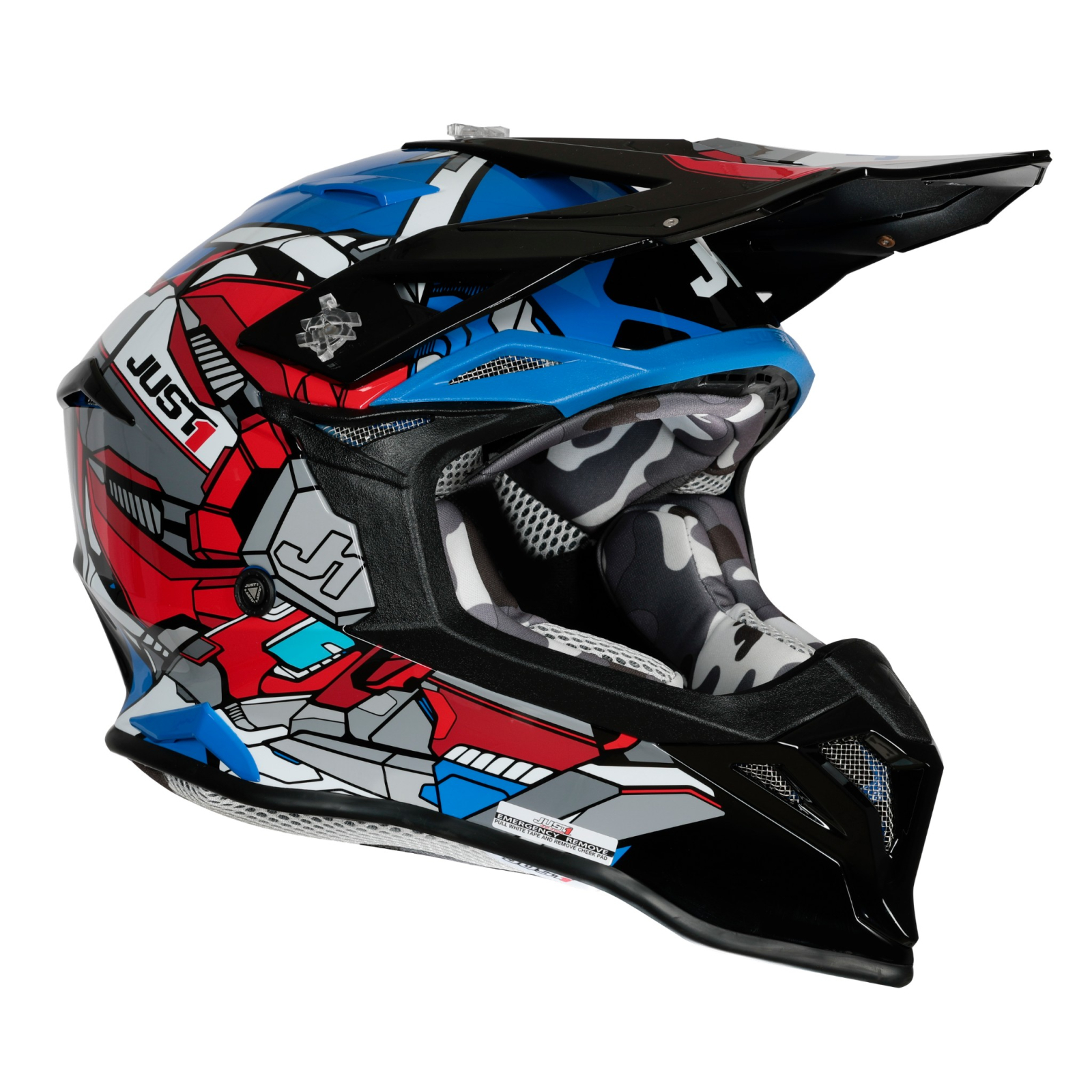 Casca motocross/atv JUST1 J39 Suppressor - marime M, Roșu / Albastru / Negru Lucios [1]