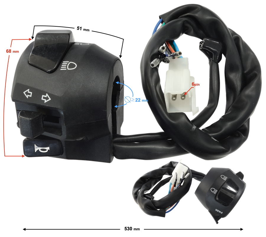 Comanda lumini si semnalizari stanga, Barton FR50, 6 fire [2]