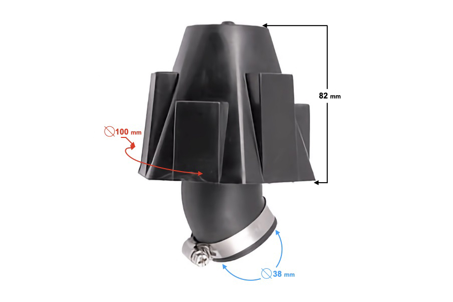 Filtru aer sport conic d.38mm, cot 45° [2]
