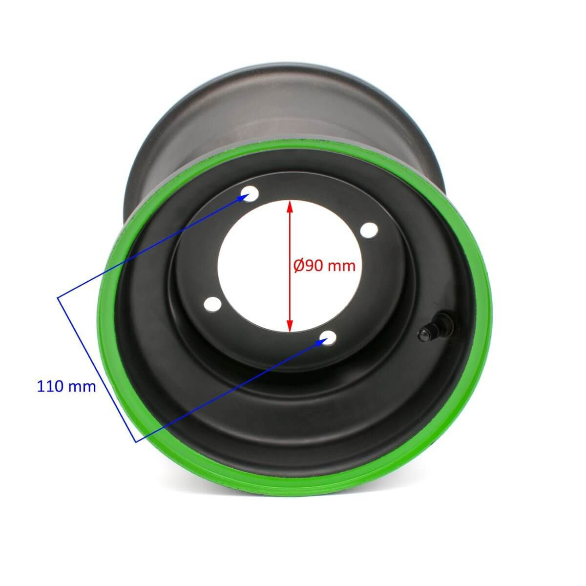 Janta spate ATV 125cc, 8inch, 4gauri, culoare negru cu banda verde [1]