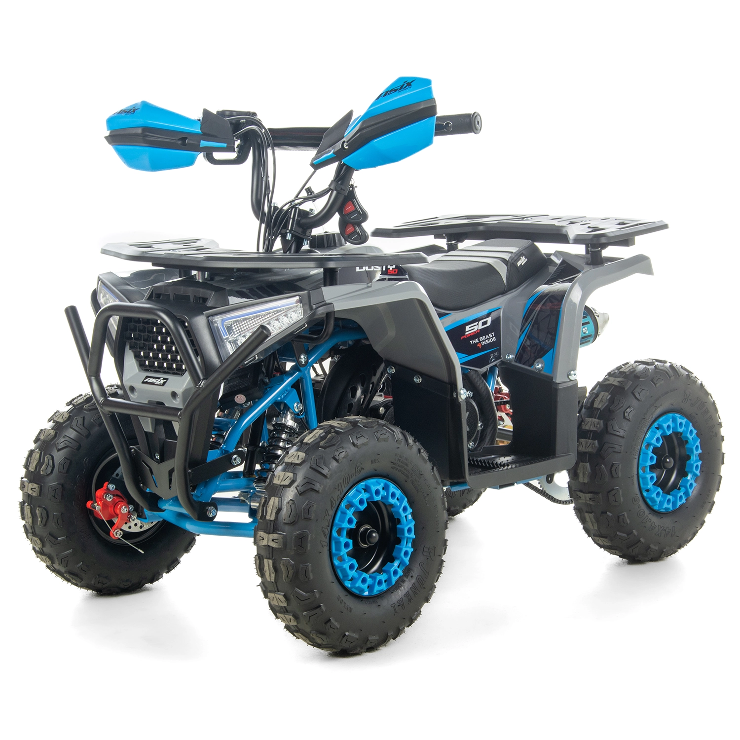 Mini atv Asix Dusty, roti 6inch, 50cc, 2 timpi, pornire electromotor, culoare gri/albastru [4]