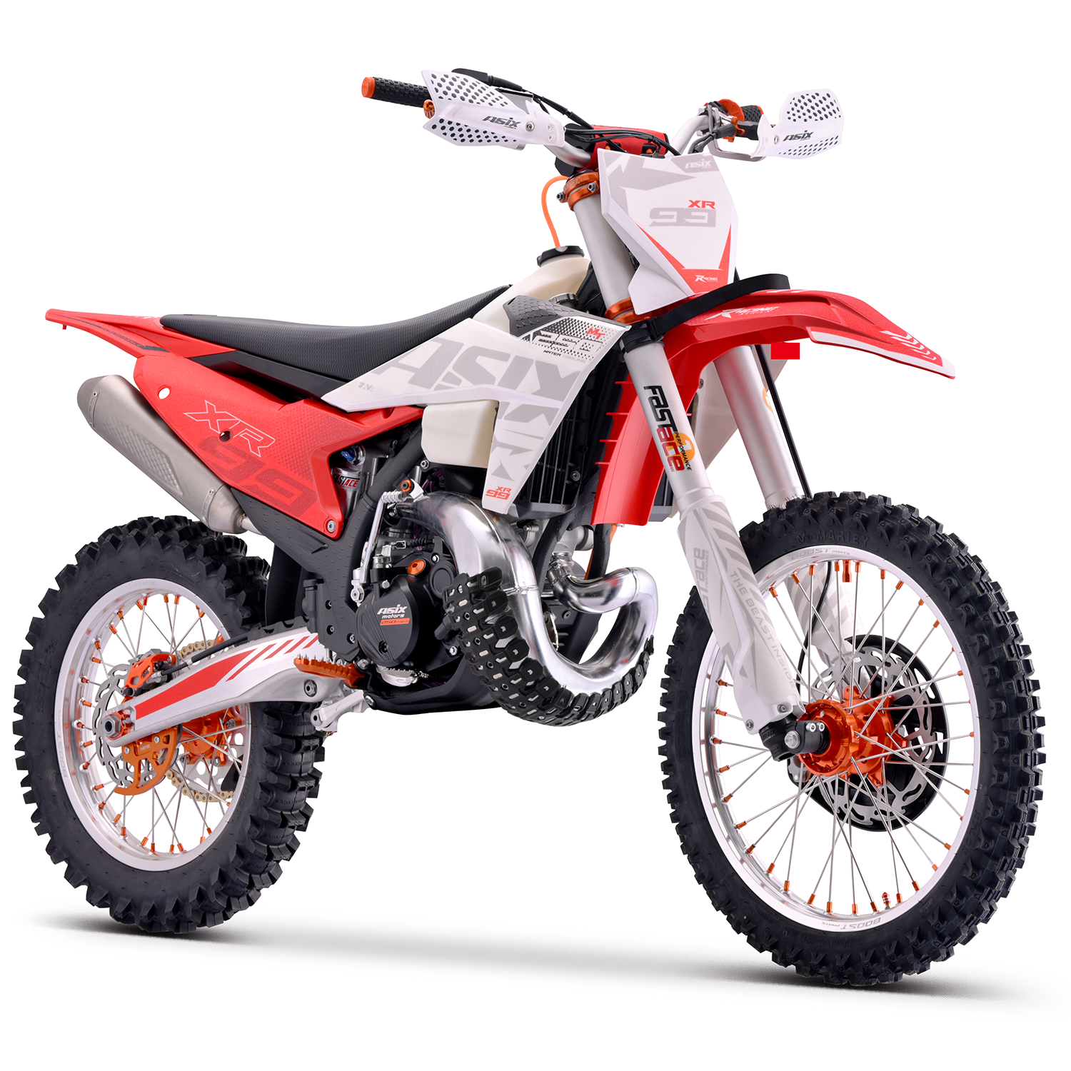 Motocicleta Cross/Enduro Asix XR99 2T, 250cc, roti 21/18", pornire electric, racire apa, culoare alb/rosu [6]