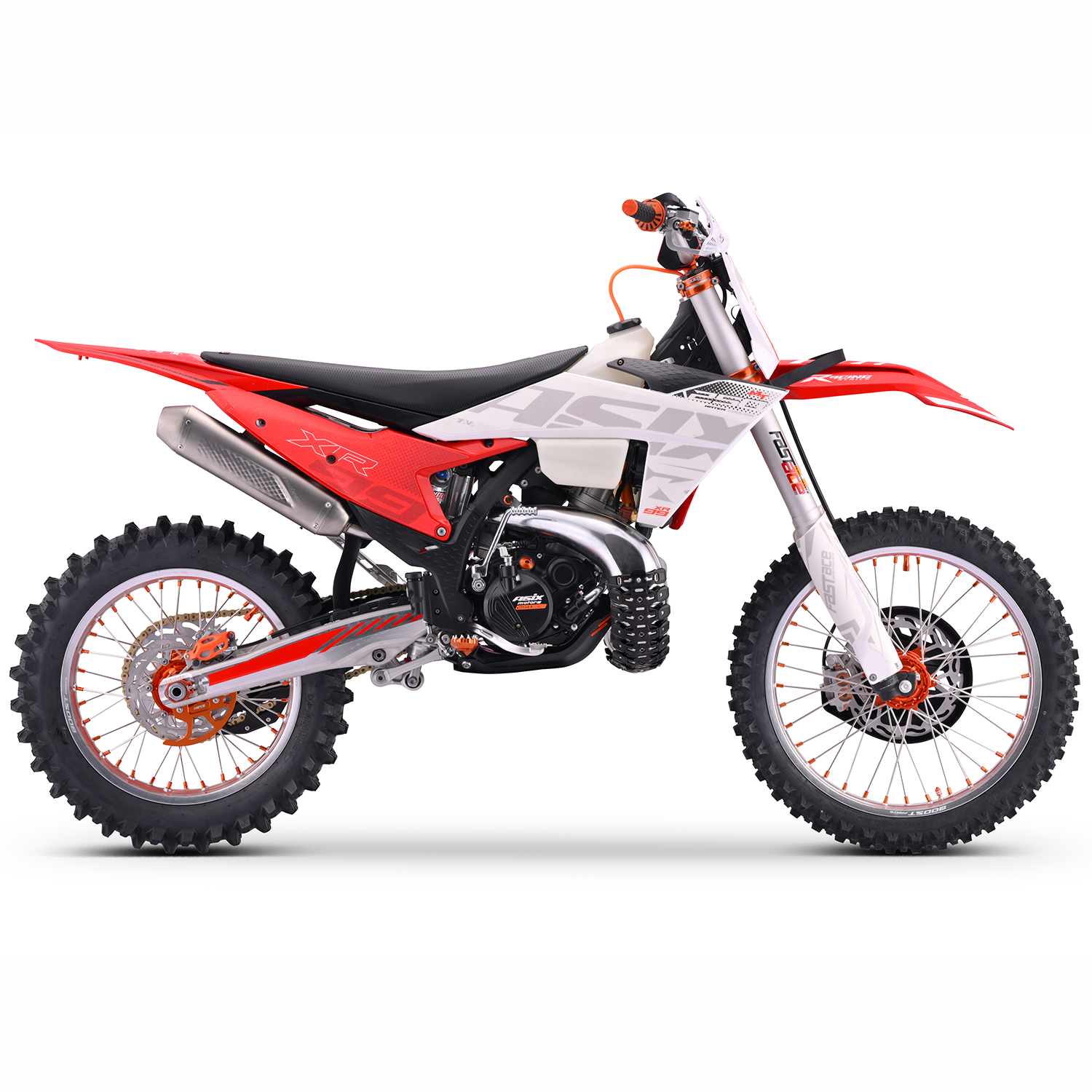 Motocicleta Cross/Enduro Asix XR99 2T, 250cc, roti 21/18", pornire electric, racire apa, culoare alb/rosu [5]