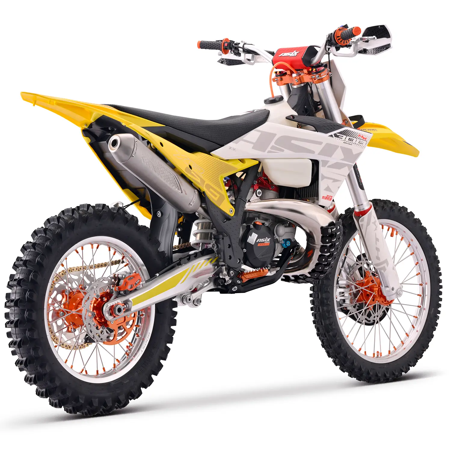 Motocicleta Cross/Enduro Asix XR99 2T, 300cc, roti 21/19", pornire electric, racire apa, culoare galben/alb [2]