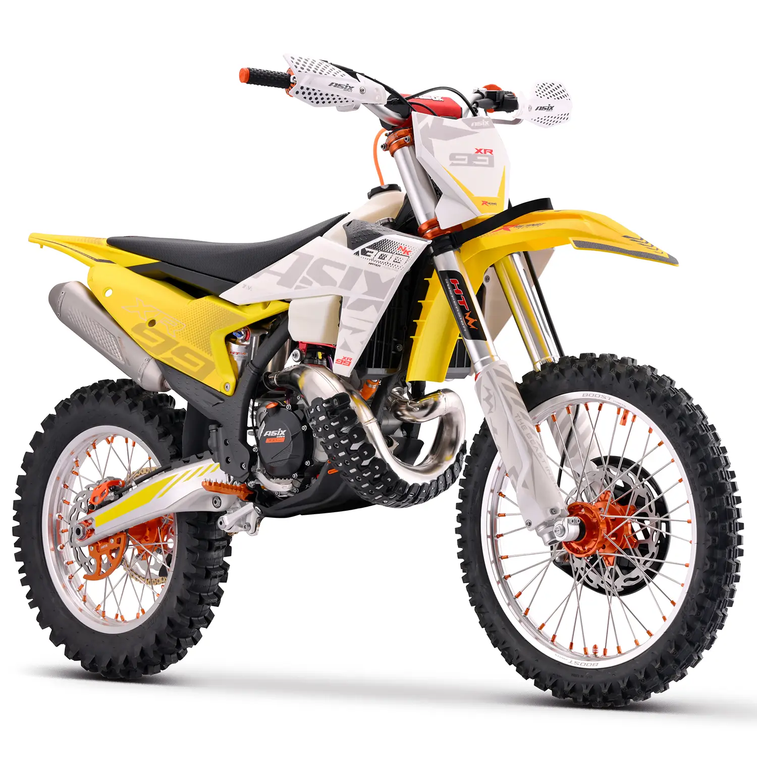 Motocicleta Cross/Enduro Asix XR99 2T, 300cc, roti 21/19", pornire electric, racire apa, culoare galben/alb [5]