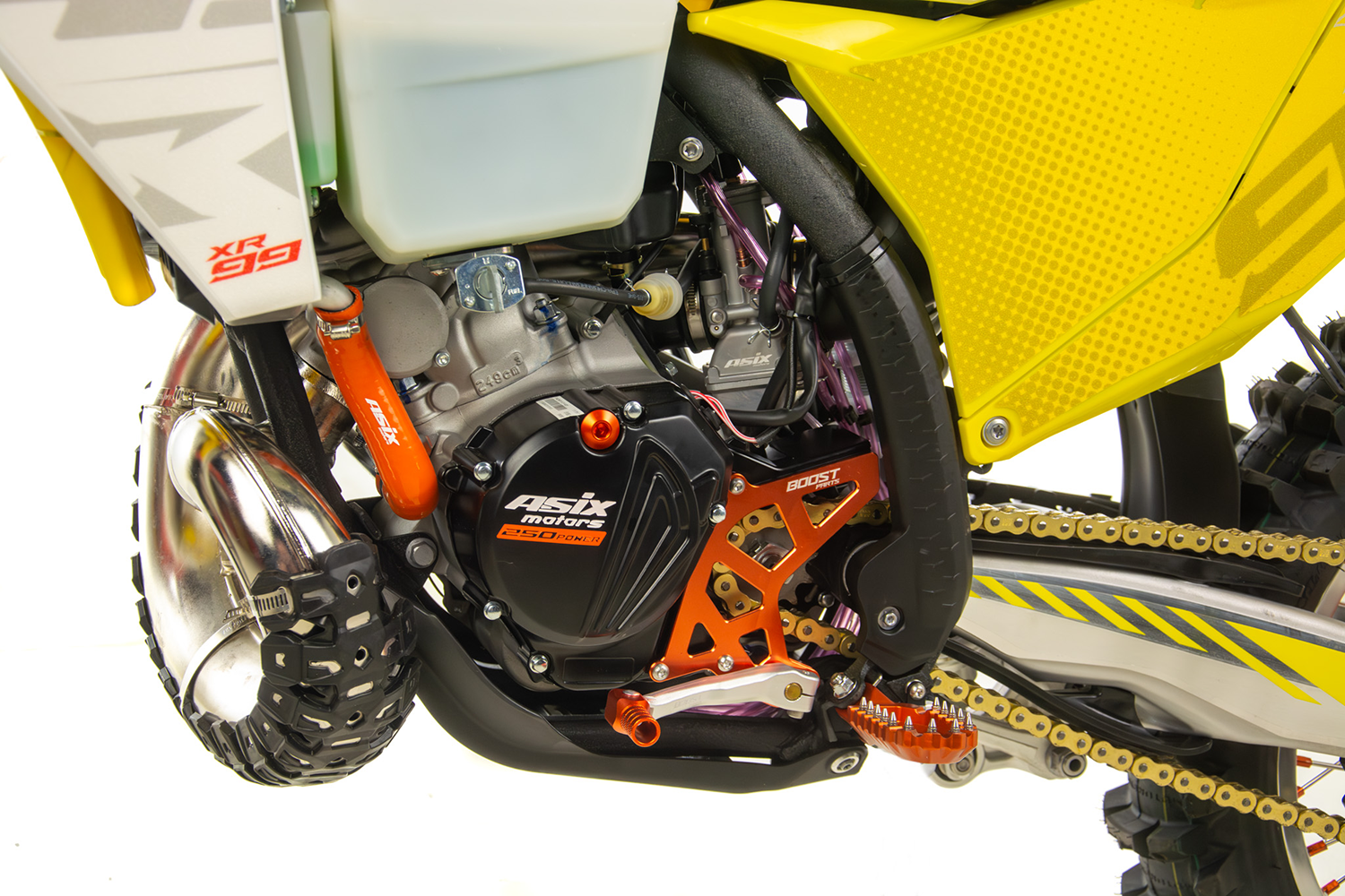 Motocicleta Cross/Enduro Asix XR99 2T, 250cc, roti 21/18", pornire electric, racire apa, culoare alb/albastru [13]