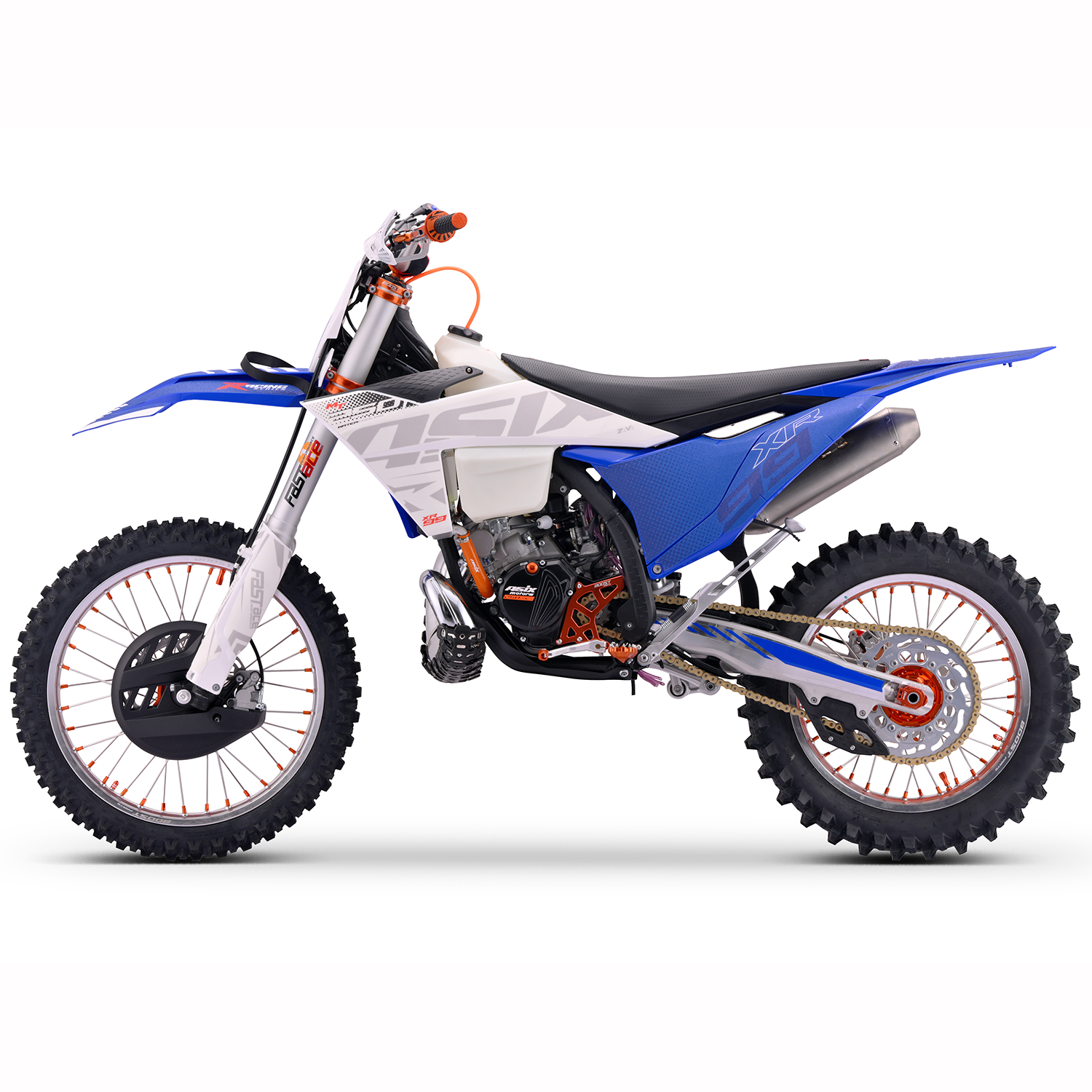 Motocicleta Cross/Enduro Asix XR99 2T, 250cc, roti 21/18", pornire electric, racire apa, culoare alb/albastru [1]