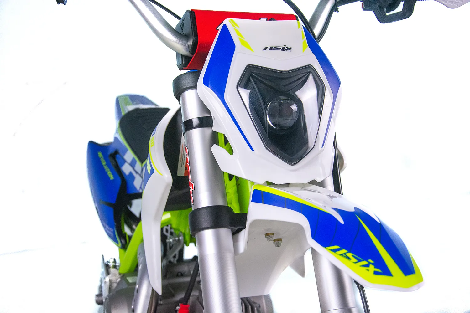 Motocicleta Enduro/Cross Asix XB28 125cc, 4T, roti 14"/12", cu far, pornire electromotor/picior, culoare lime/albastru [7]
