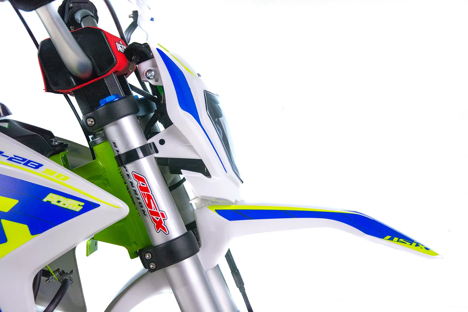 Motocicleta Enduro/Cross Asix XB28 125cc, 4T, roti 14"/12", cu far, pornire electromotor/picior, culoare lime/albastru [13]