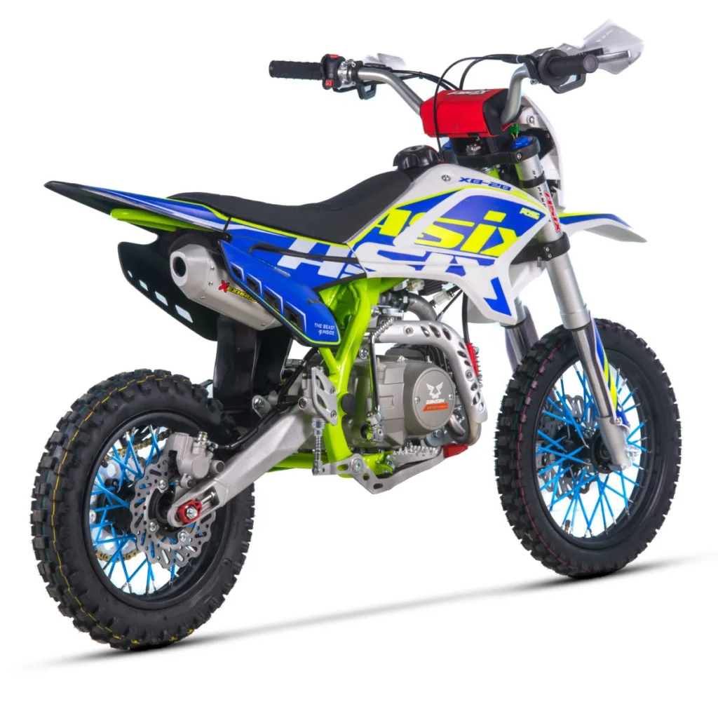 Motocicleta Enduro/Cross Asix XB28 110cc,roti 14/12, automat, pornire electrica, far, culoare lime/albastru [2]