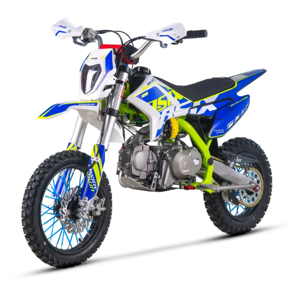 Motocicleta Enduro/Cross Asix XB28 110cc,roti 14/12, automat, pornire electrica, far, culoare lime/albastru [5]