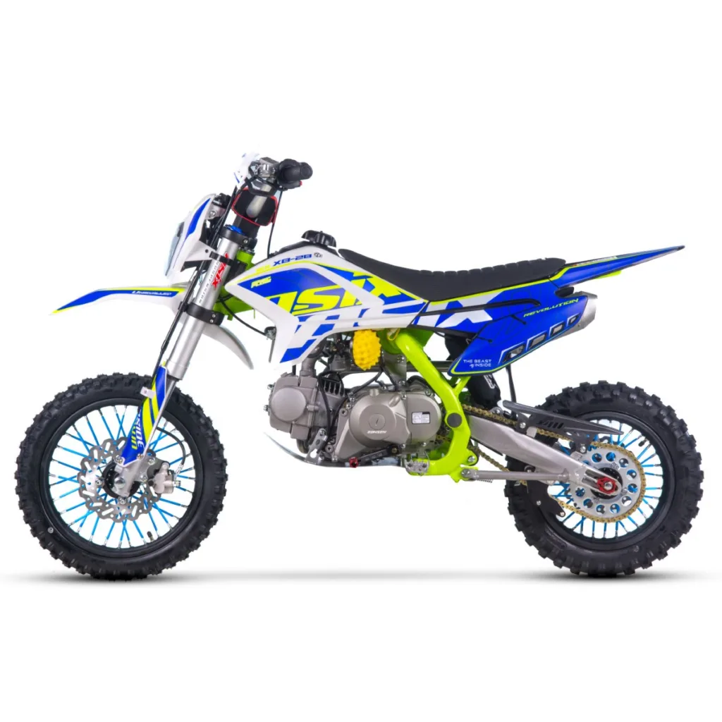 Motocicleta Enduro/Cross Asix XB28 125cc, 4T, roti 14"/12", cu far, pornire electromotor/picior, culoare lime/albastru [3]