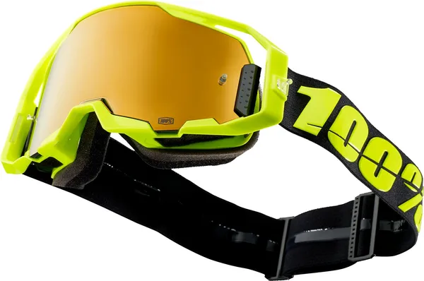 Ochelari atv/cross 100% Armatic, lentila oglinda aurie, culoare rama galben fluo [1]
