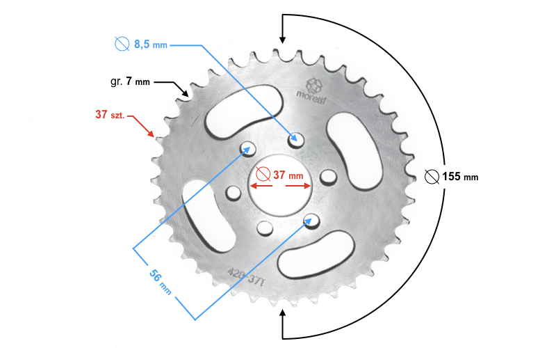Pinion spate transmisie 37dinti, pas 428 [1]