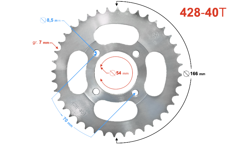 Pinion spate 40 dinți (pas 428) moped Ranger Classic 50cc [1]