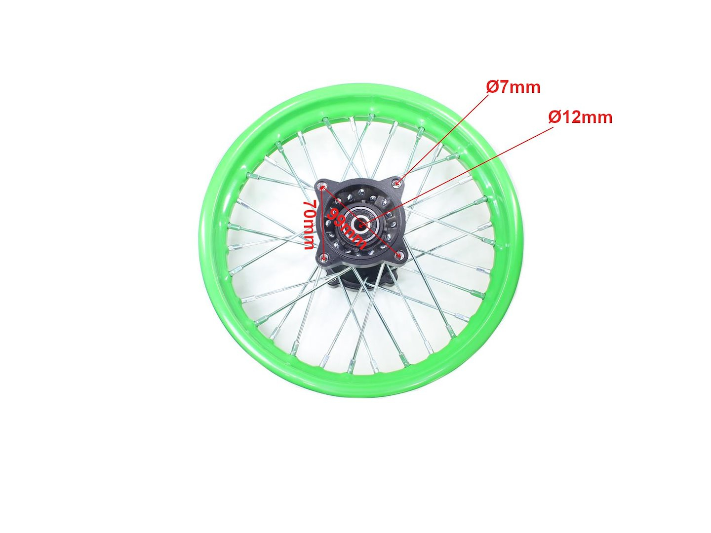 Roata completa spate cross 125cc, dimensiuni 1.85x12", culoare verde [1]