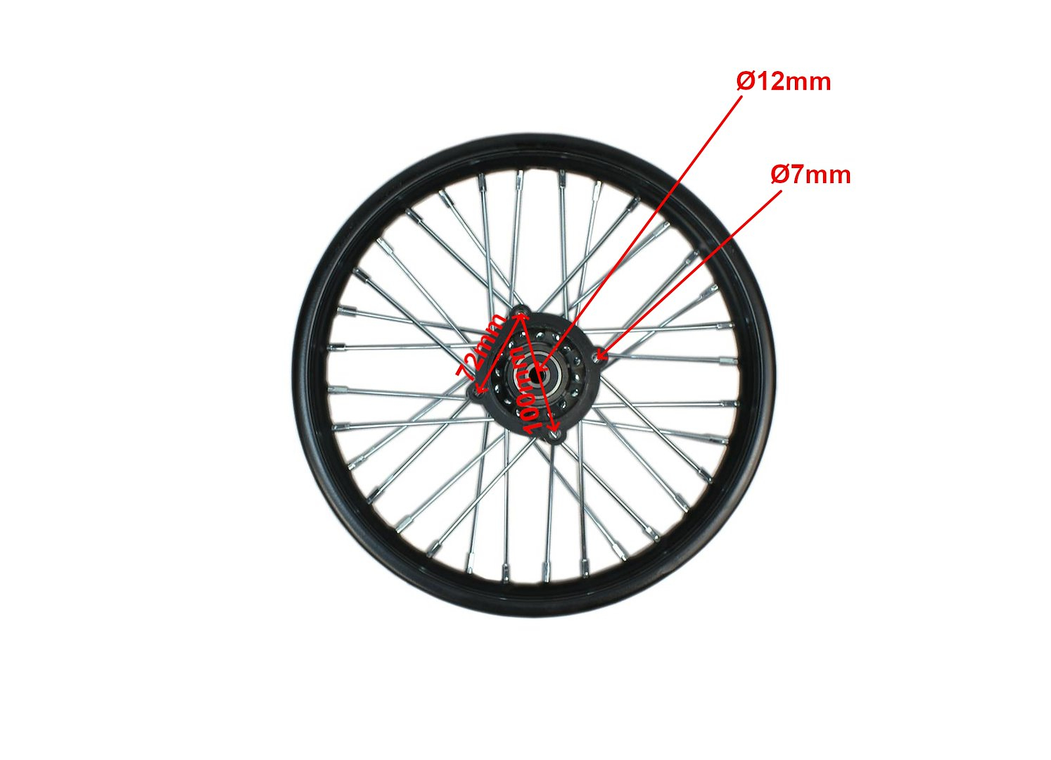 Roata completa spate 1.85x14" cross 125cc, culoare negru [2]