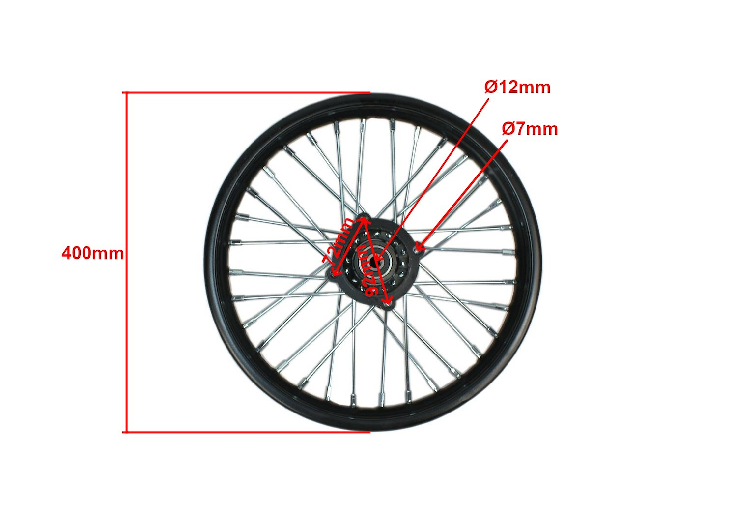 Roata completa spate 1.85x14" cross 125cc, culoare negru [4]