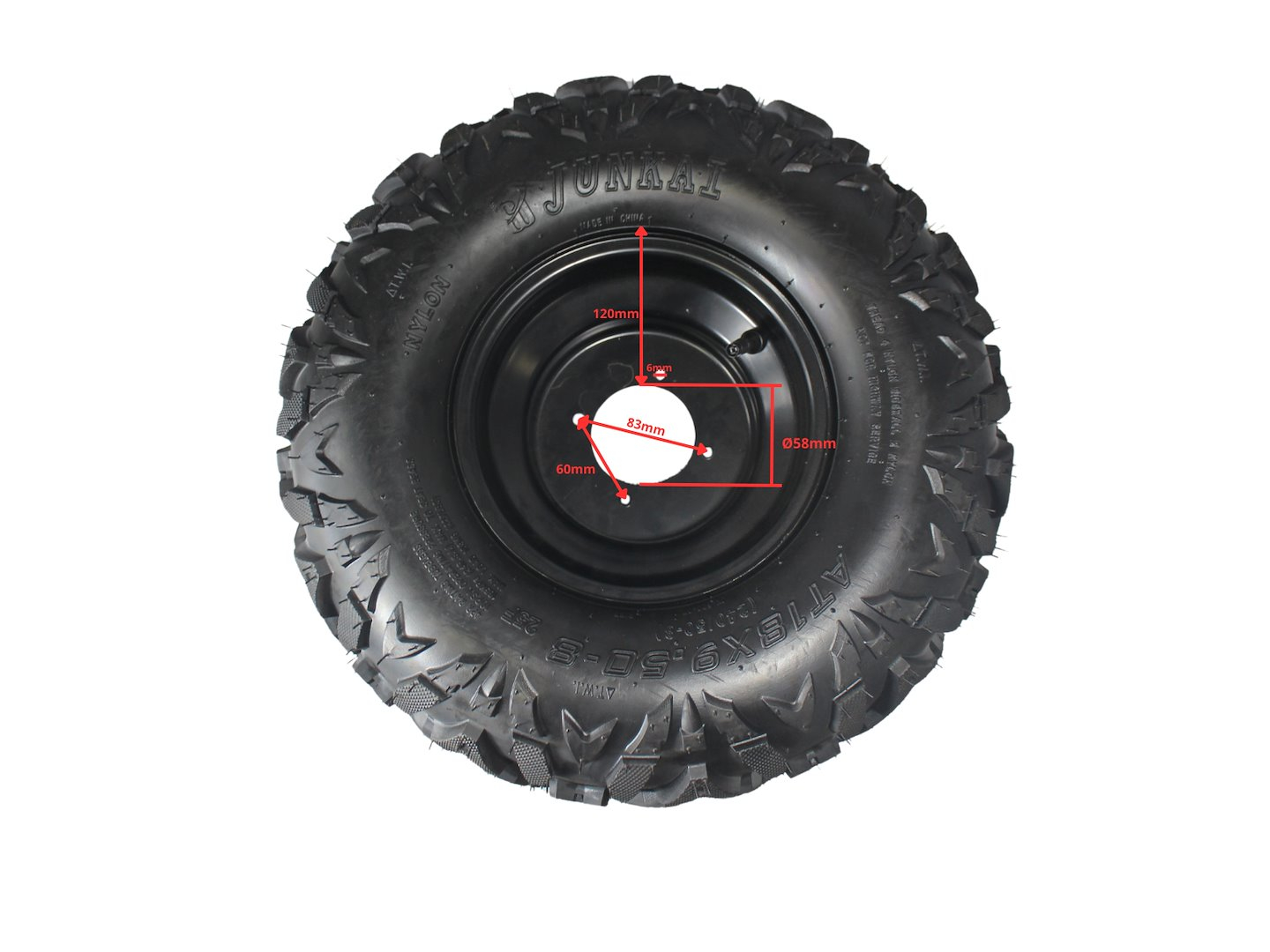 Roata completa cu anvelopa ATV 8", 4 prezoane, 18x9.5-8 [1]