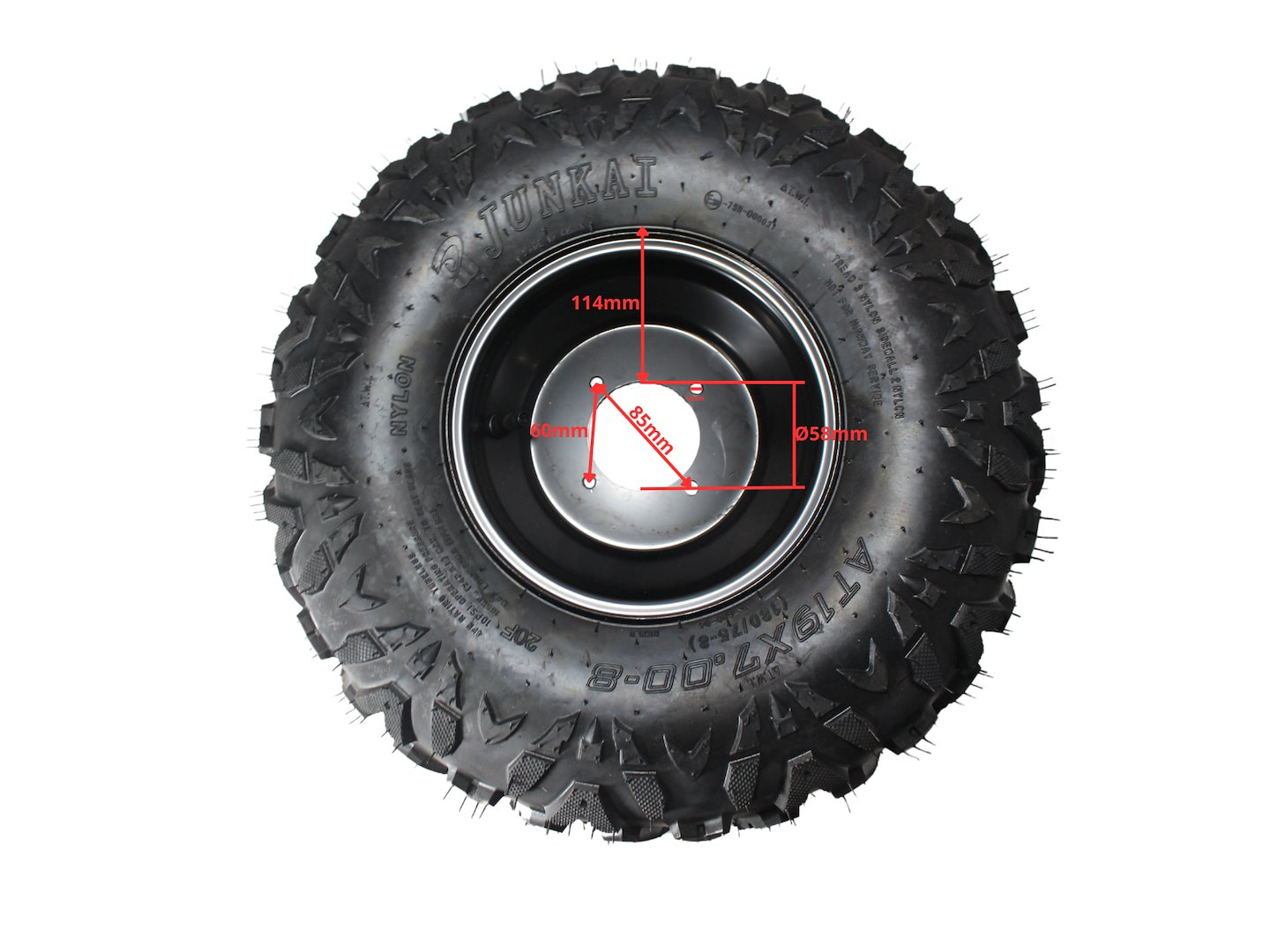 Roata completa fata cu anvelopa ATV 8", 4 prezoane, 19x7.00-8 [1]