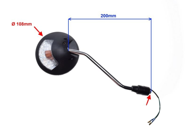 Set 2 oglinzi moto/atv rotunde cu semnalizari, M10x1.25, culoare negru [2]