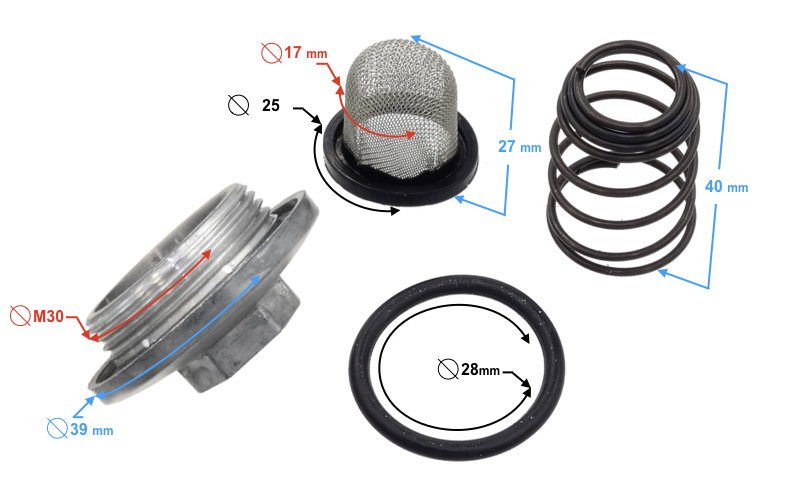 Set filtru, arc, oring, buson golire scuter Gy6-50-60-80cc, 4T [2]