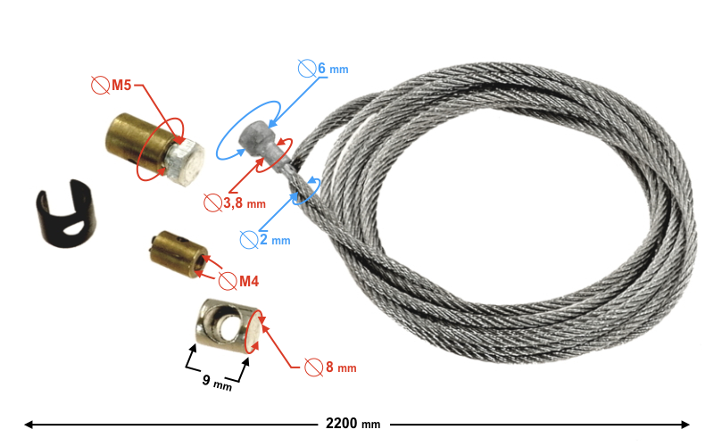 Set reparatie cablu ambreiaj, universal, lungime 220 [1]