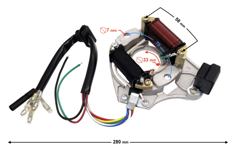 Stator aprindere ATV/moto 50-110 cc, 2 bobine+cititor [1]