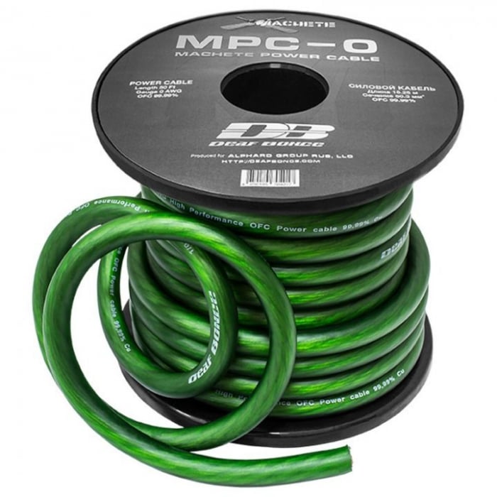 CABLU ALIMENTARE DEAF BONCE MPC-0 GA OFC, METRU LINIAR / ROLA 15M, 50MM2 (1 / 0AWG),VERDE [1]