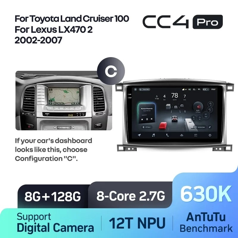 Navigatie Auto cu Asistenta AI Teyes CC4 PRO Toyota Land Cruiser LC J100 2002-2007 8+128GB 10.36" QLED, Android 13, 5G, 7.1 DSP, CarPlay [10]