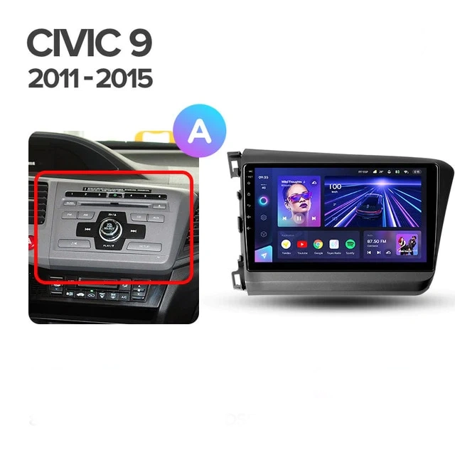 Navigatie Auto MOSS M2 Honda Civic 9 2011-2017 4+64GB 9" IPS Octa-core 1.6Ghz, Android 4G Bluetooth 5.1 DSP [6]