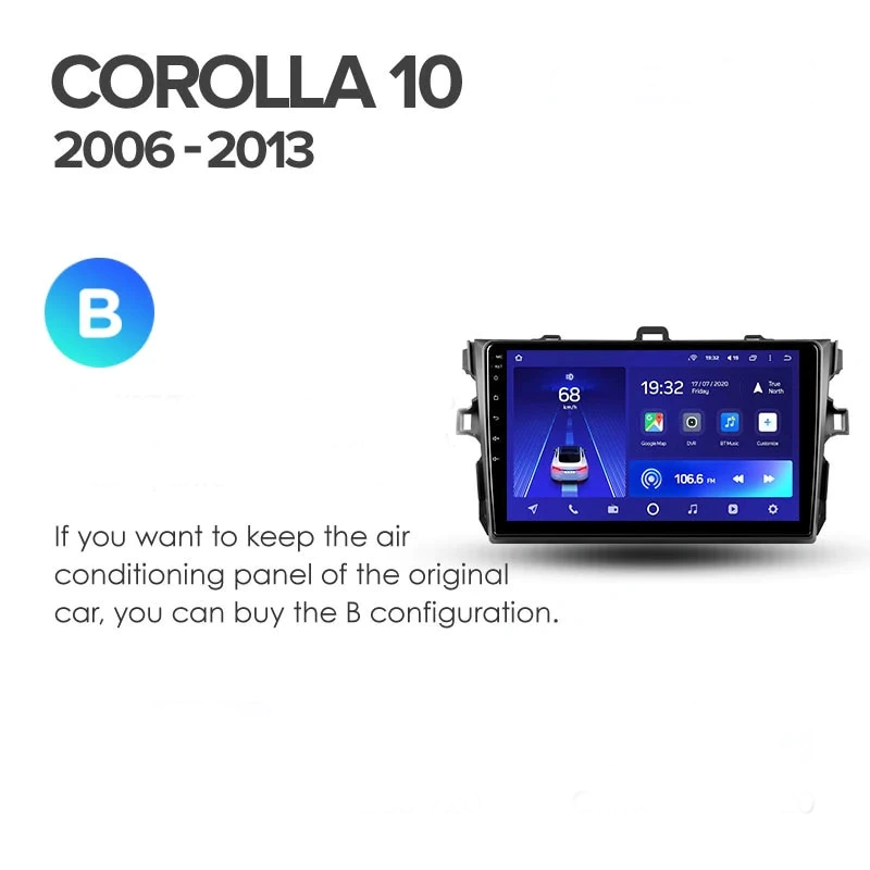 Navigatie Auto MOSS M2 Toyota Corolla 10 2006-2013 4+32GB 9" IPS Octa-core 1.6Ghz, Android 4G Bluetooth 5.1 DSP [7]