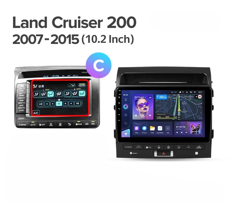 Navigatie Auto MOSS M2 Toyota Land Cruiser 11 J200 2007-2015 4+32GB 10" IPS Octa-core 1.6Ghz, Android 4G Bluetooth 5.1 DSP [7]