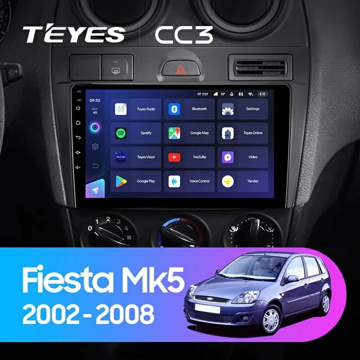 Navigatie Auto Teyes CC3 2K 360° Ford Fiesta 5 2002-2008 6+128GB 9.5" QLED Octa-core 2Ghz, Android 4G Bluetooth 5.1 DSP [2]