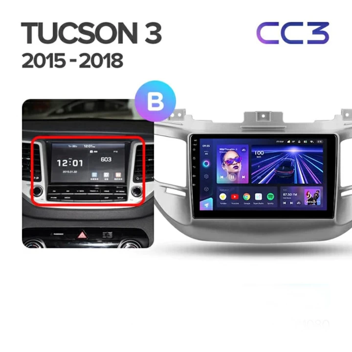 Navigatie Auto Teyes CC3 2K 360° Hyundai Tucson 3 2015-2018 6+128GB 9.5" QLED Octa-core 2Ghz, Android 4G Bluetooth 5.1 DSP [4]