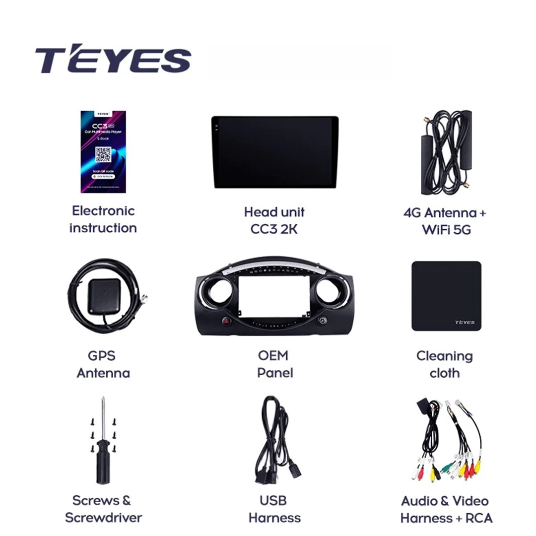 Navigatie Auto Teyes CC3 2K 360° MINI 2000-2006 6+128GB 9.5" QLED Octa-core 2Ghz, Android 4G Bluetooth 5.1 DSP [8]