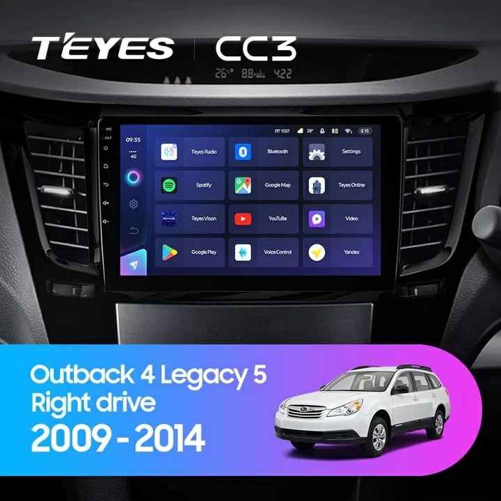 Navigatie Auto Teyes CC3 2K 360° Subaru Outback 4 2009-2014 6+128GB 9.5" QLED Octa-core 2Ghz, Android 4G Bluetooth 5.1 DSP [2]