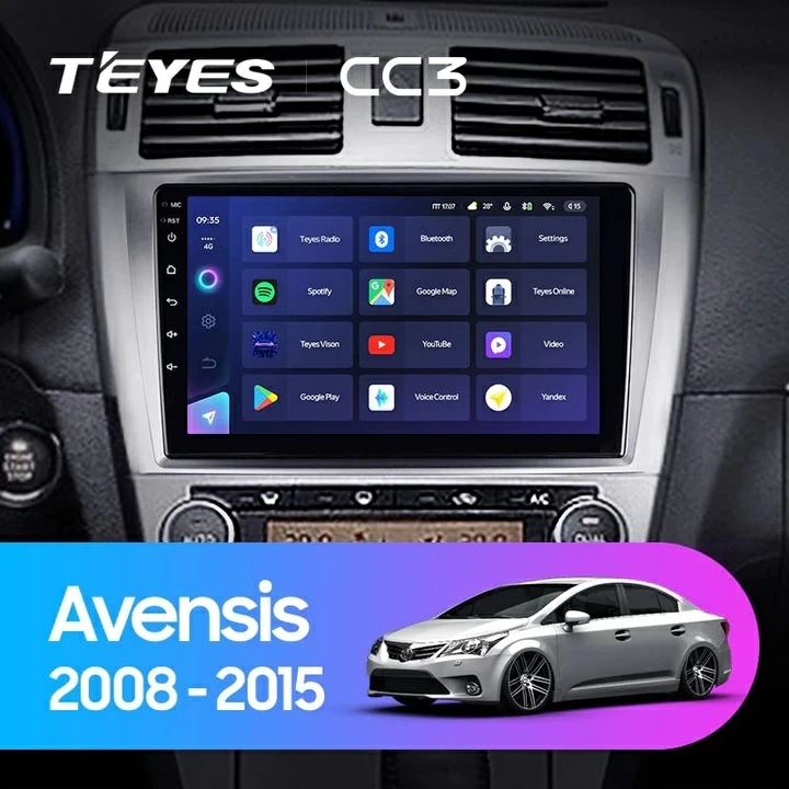 Navigatie Auto Teyes CC3 2K 360° Toyota Avensis 3 2008-2015 6+128GB 9.5" QLED Octa-core 2Ghz, Android 4G Bluetooth 5.1 DSP [2]