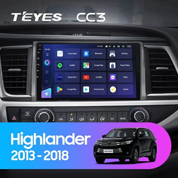 Navigatie Auto Teyes CC3 2K 360° Toyota Highlander 3 2013-2018 6+128GB 10.36" QLED Octa-core 2Ghz, Android 4G Bluetooth 5.1 DSP [2]