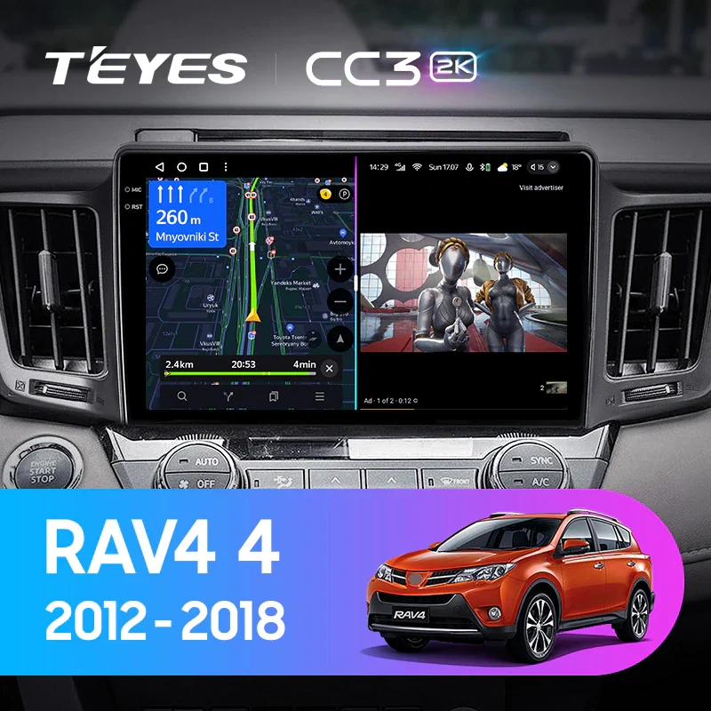 Navigatie Auto Teyes CC3 2K 360° Toyota RAV4 XA40 2012-2018 6+128GB 10.36" QLED Octa-core 2Ghz, Android 4G Bluetooth 5.1 DSP [2]