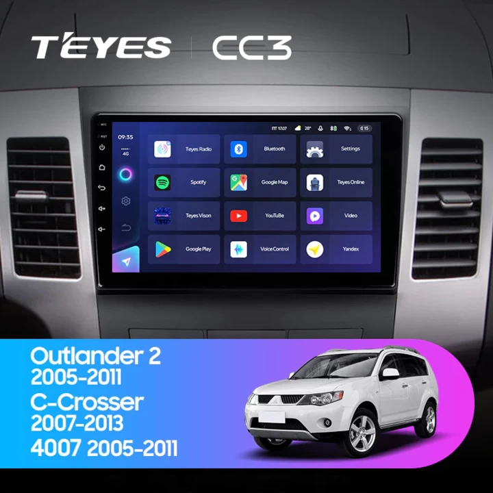 Navigatie Auto Teyes CC3 2K Citroen C-Crosser 2007-2012 4+64GB 9.5" QLED Octa-core 2Ghz Android 4G Bluetooth 5.1 DSP [2]