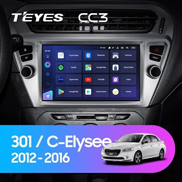 Navigatie Auto Teyes CC3 2K Citroen C-Elysee 2012-2016 4+32GB 9.5" QLED Octa-core 2Ghz Android 4G Bluetooth 5.1 DSP [2]