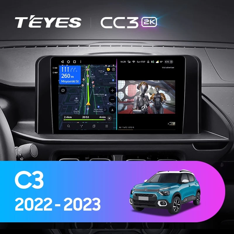 Navigatie Auto Teyes CC3 2K Citroen C3 CC21 2022-2023 4+64GB 10.36" QLED Octa-core 2Ghz, Android 4G Bluetooth 5.1 DSP [2]