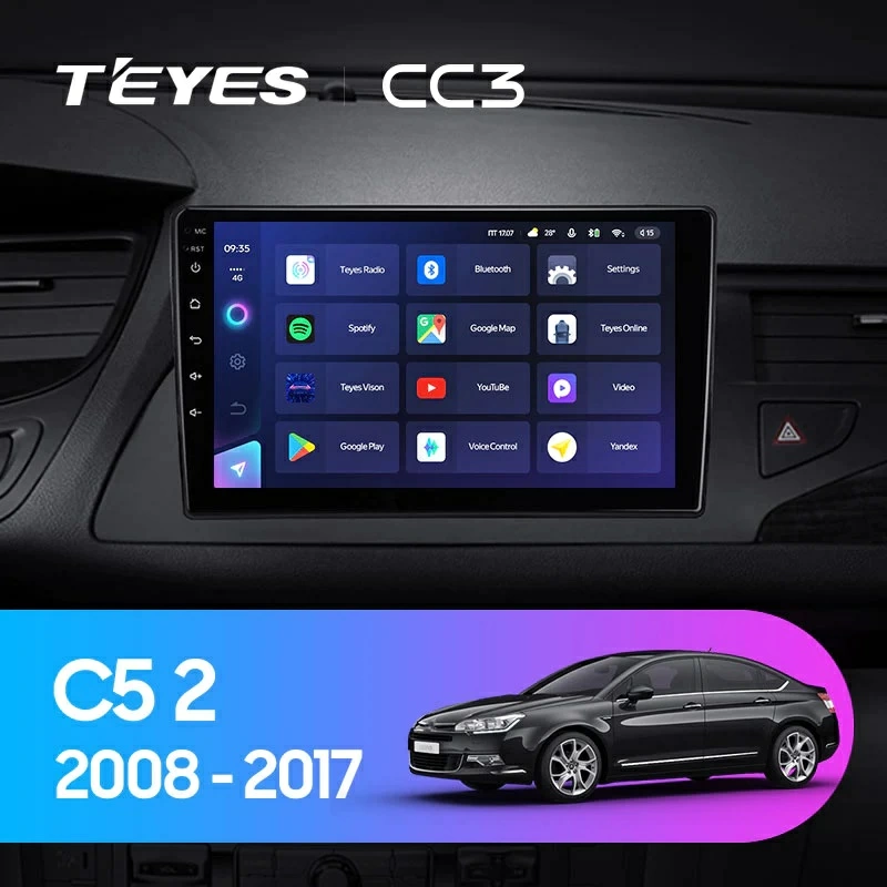 Navigatie Auto Teyes CC3 2K Citroen C5 2007-2019 4+32GB 9.5" QLED Octa-core 2Ghz Android 4G Bluetooth 5.1 DSP [2]