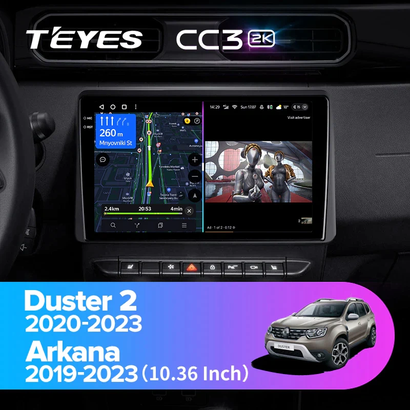 Navigatie Auto Teyes CC3 2K Dacia Duster 2 2023-2024 4+32GB 10.36" QLED Octa-core 2Ghz, Android 4G Bluetooth 5.1 DSP [2]