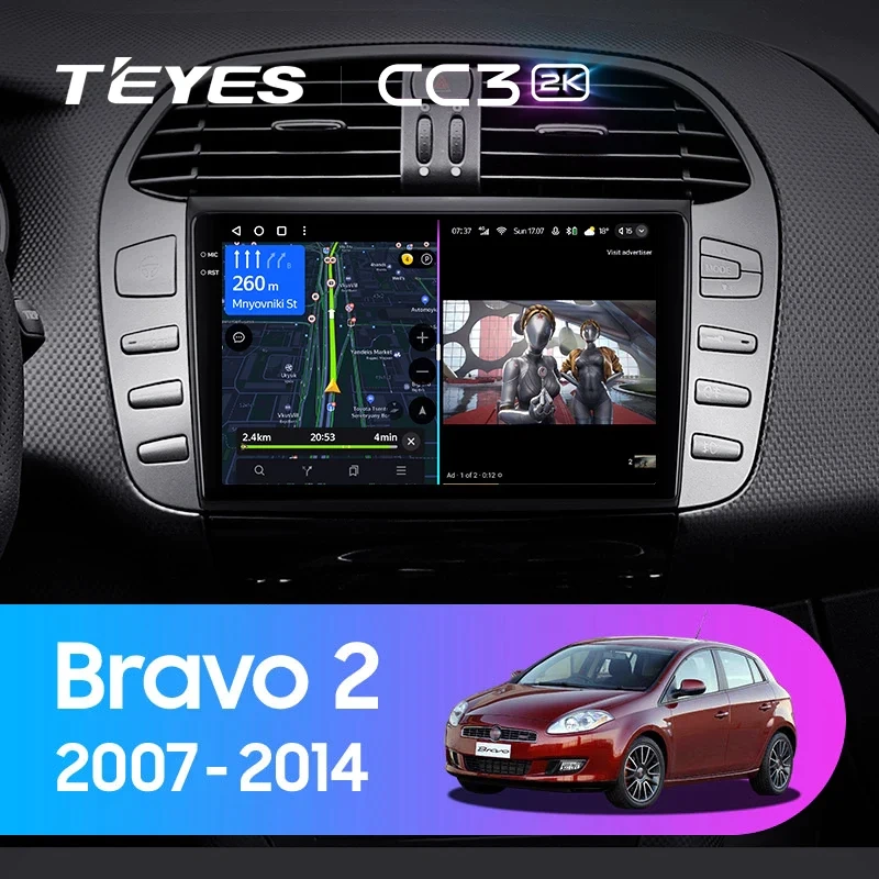 Navigatie Auto Teyes CC3 2K Fiat Bravo 2007-2014 6+128GB 9.5" QLED Octa-core 2Ghz, Android 4G Bluetooth 5.1 DSP [2]