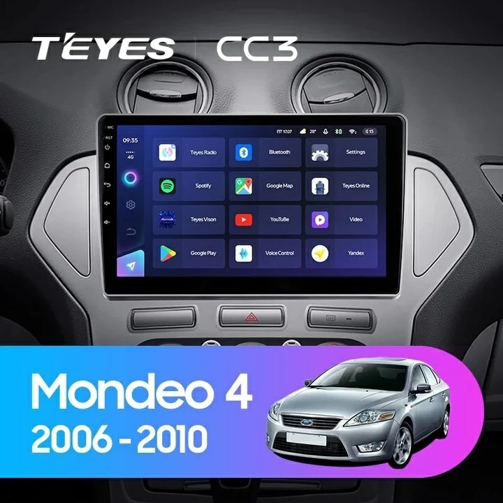 Navigatie Auto Teyes CC3 2K Ford Mondeo 3 2007-2014 4+32GB 10.36" QLED Octa-core 2Ghz Android 4G Bluetooth 5.1 DSP [2]