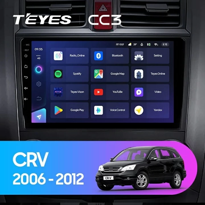 Navigatie Auto Teyes CC3 2K Honda CR-V 3 2006-2010 4+32GB 9.5" QLED Octa-core 2Ghz Android 4G Bluetooth 5.1 DSP [2]