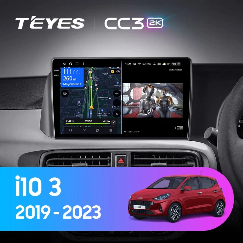 Navigatie Auto Teyes CC3 2K Hyundai i10 2019-2023 4+32GB 9.5" QLED Octa-core 2Ghz, Android 4G Bluetooth 5.1 DSP [2]