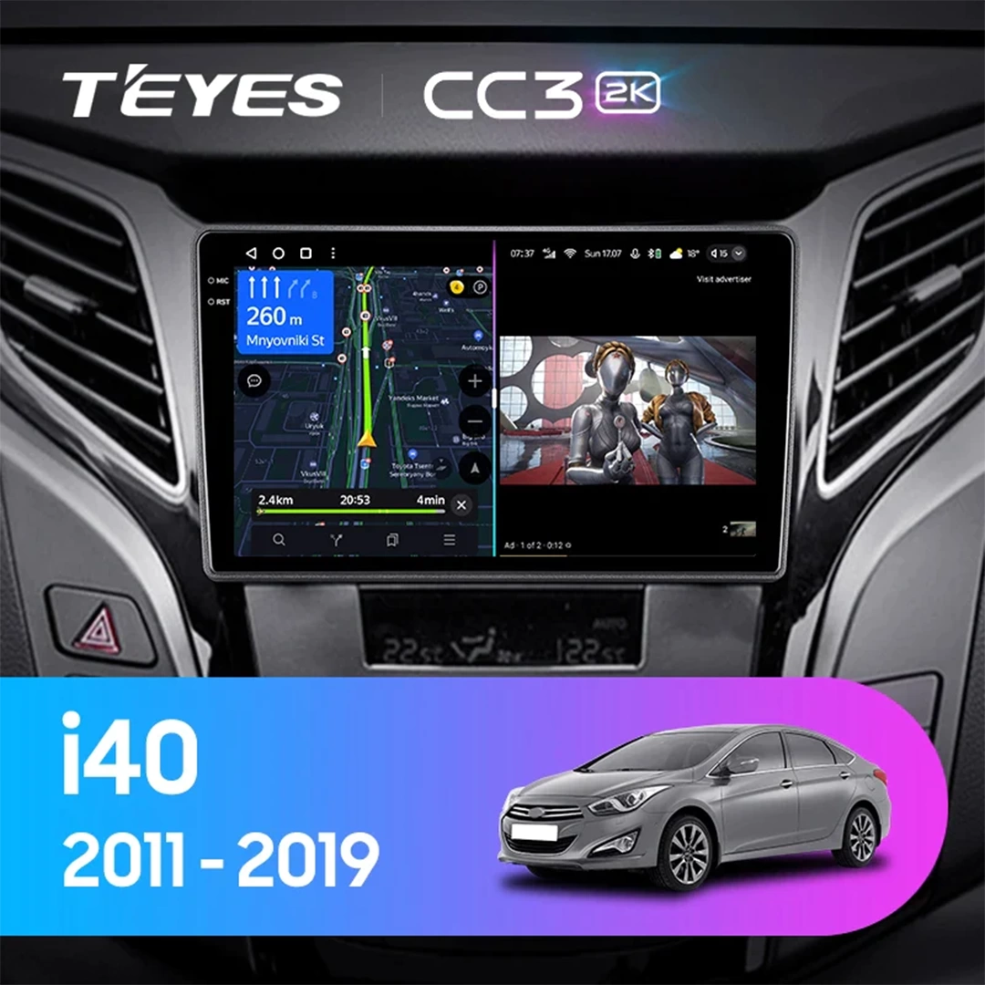 Navigatie Auto Teyes CC3 2K Hyundai i40 2011–2019 4+32GB 9.5" QLED Octa-core 2Ghz, Android 4G Bluetooth 5.1 DSP [2]